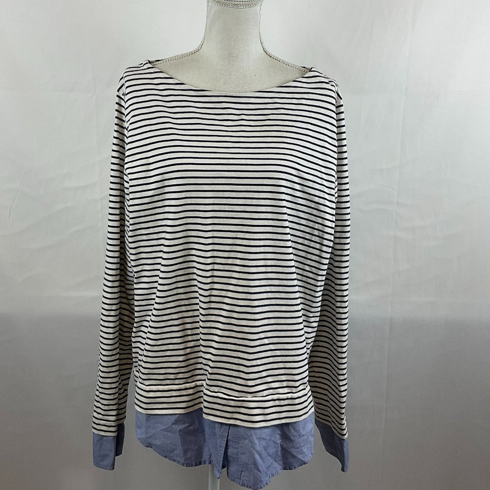 J. Crew Black and White Long Sleeve tunic with faux cuff and hem